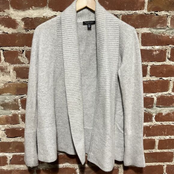 Saks Fifth Avenue 100% Cashmere Open Front Cardigan Sz Medium Gray - Picture 1 of 3